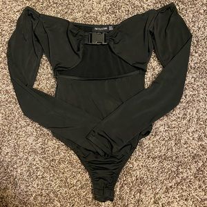 Buckle chest thong bodysuit